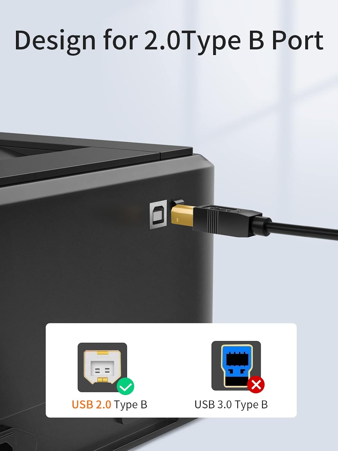CABLE USB PARA IMPRESORA CABLECREATION USB B A USB C 2.0 2 METROS NEGRO 10 UNIDADES - 4