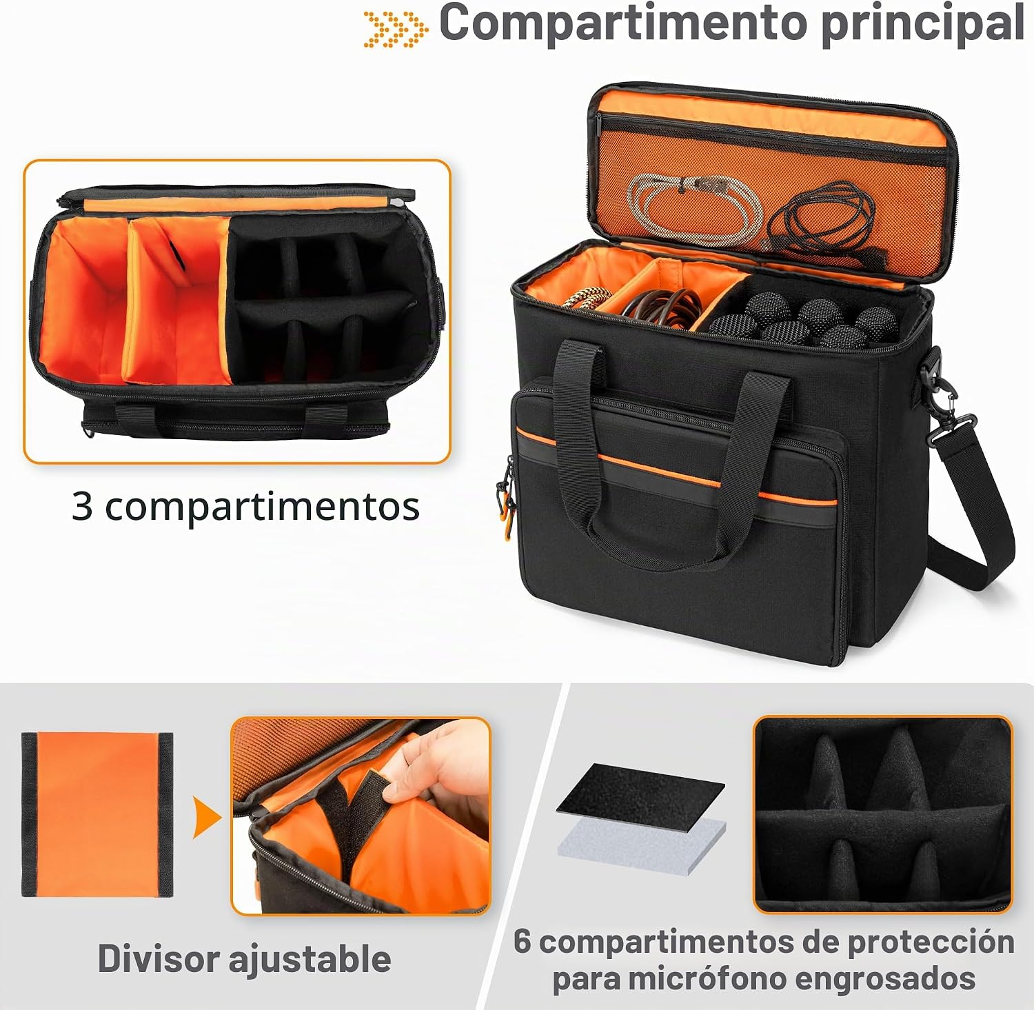 ESTUCHE PARA MICRÓFONOS PGMOON 6 RANURAS CON ACOLCHADO GRUESO - 2