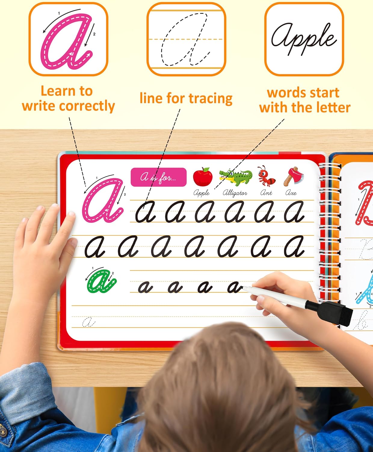 CUADERNO DE PRÁCTICA MÁGICA COOGAM PARA NIÑOS 3-12 AÑOS CON BORRADO EN SECO Y ESCRITURA CURSIVA - 2
