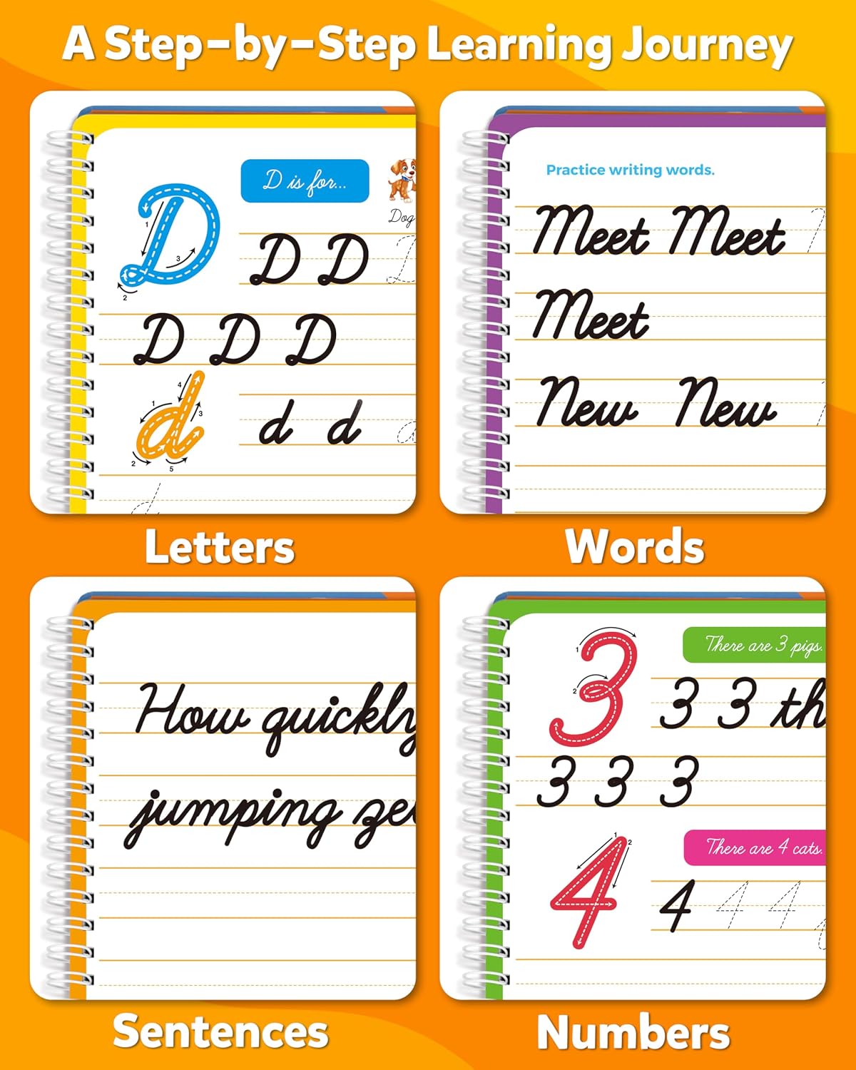 CUADERNO DE PRÁCTICA MÁGICA COOGAM PARA NIÑOS 3-12 AÑOS CON BORRADO EN SECO Y ESCRITURA CURSIVA - 3