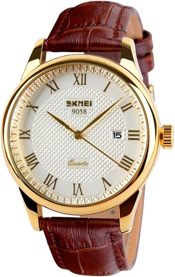 RELOJ DE PULSERA SKMEI BUSINESS PARA HOMBRE CON NÚMEROS ROMANOS Y CORREA DE CUERO MARRÓN - 1