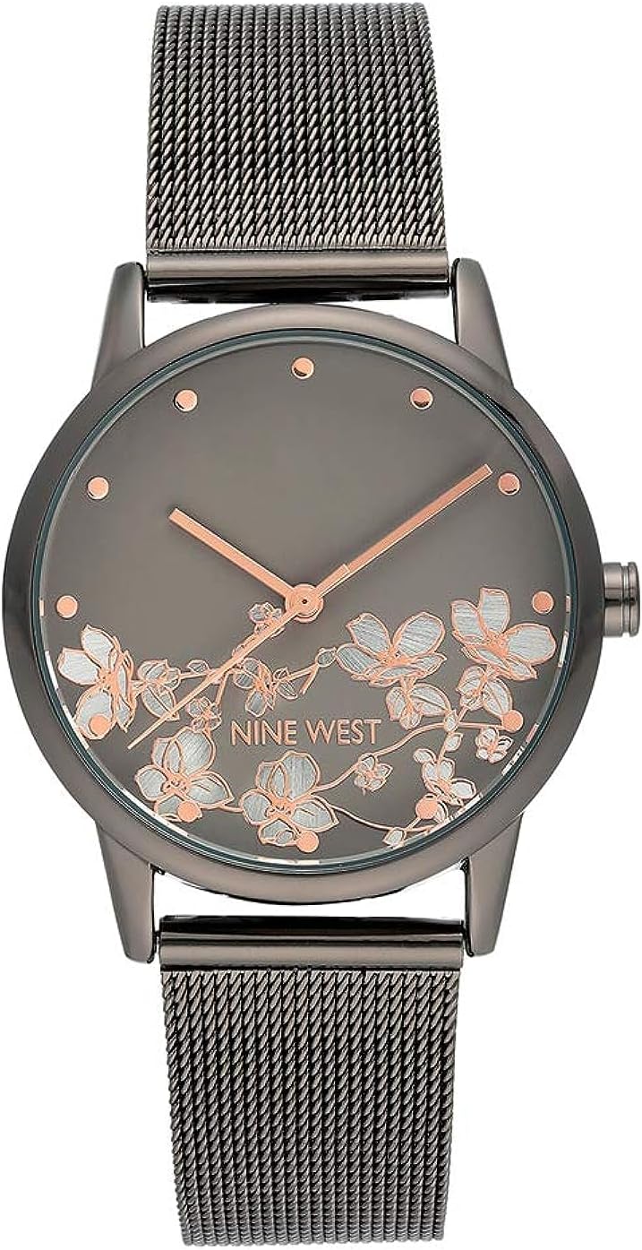 RELOJ DE PULSERA NINE WEST MUJER ESFERA FLORAL PULSERA MALLA - 1