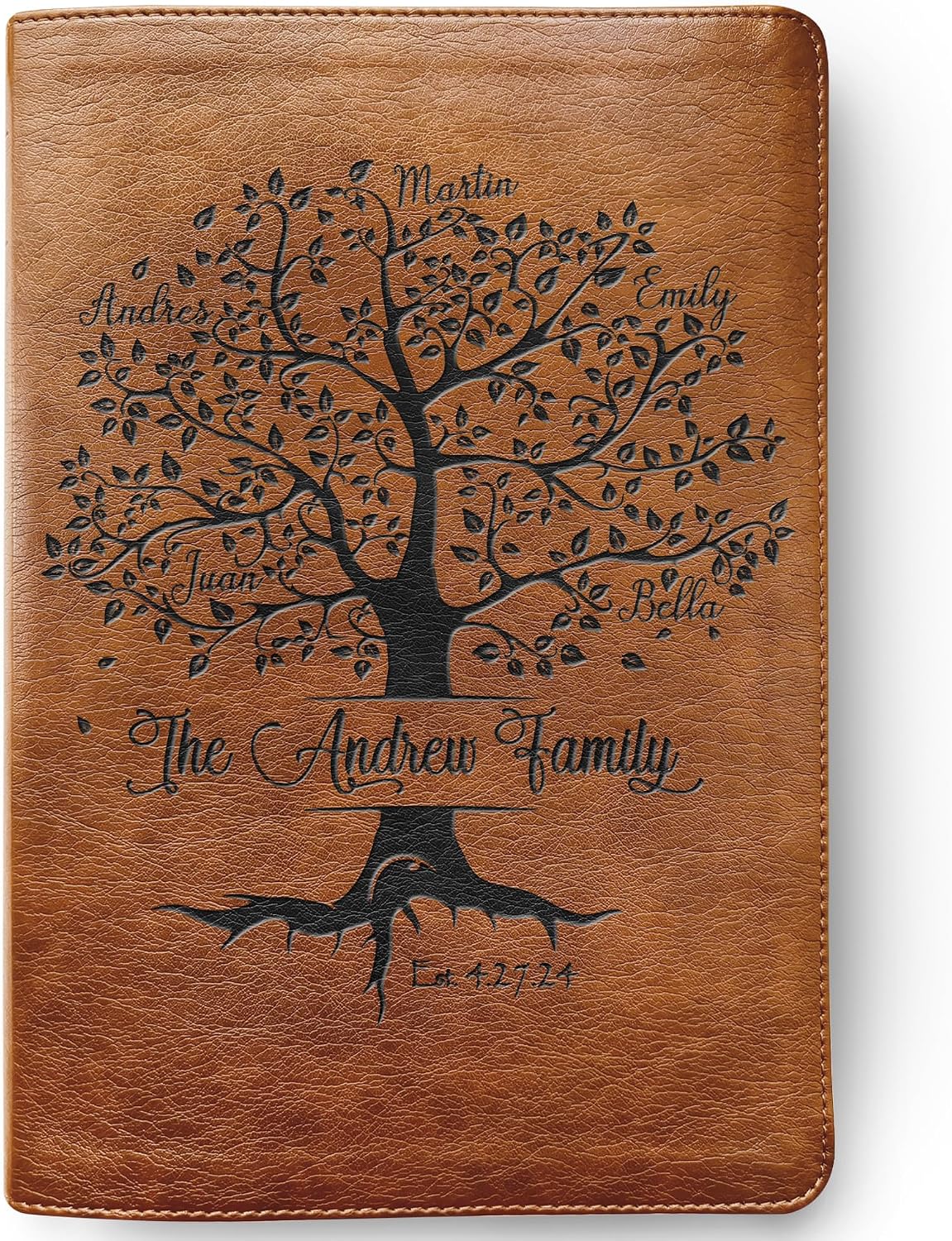 BIBLIA FAMILIAR PERSONALIZADA NLT CON ÁRBOL GENEALÓGICO COLOR MARRÓN RÚSTICO - 1