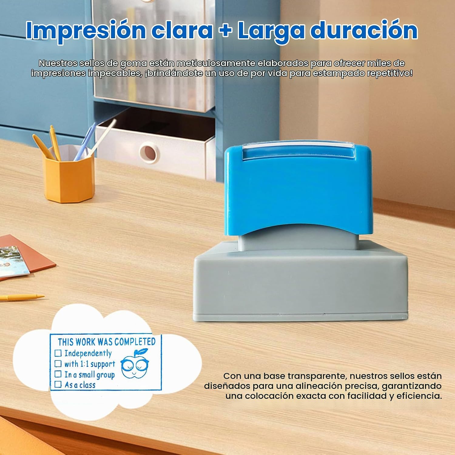 SET DE 6 SELLOS ESCOLARES AUTOTINTABLES CON DISEÑOS DE ANIMALES MOTIVACIONALES - 4