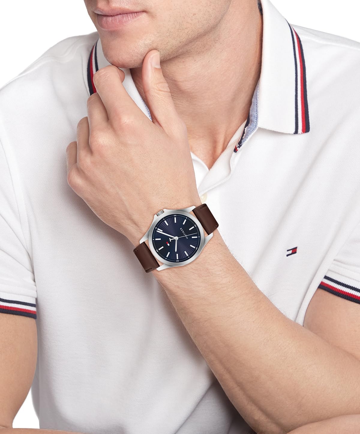 RELOJ DE PULSERA TOMMY HILFIGER HOMBRE 42MM CORREA DE CUERO MARRÓN AZUL - 4