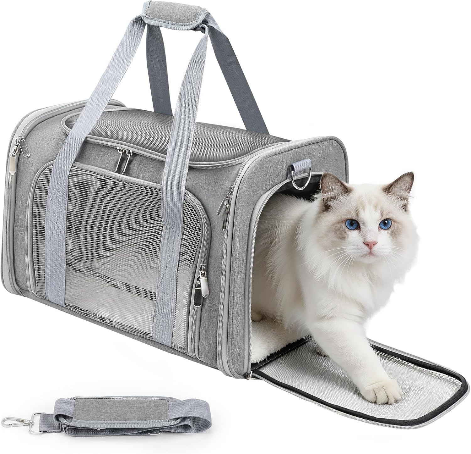 TRANSPORTADORA PARA GATO Y PERRO PEQUEÑO ZEDKEYS GRIS HASTA 7.25 KG - 1