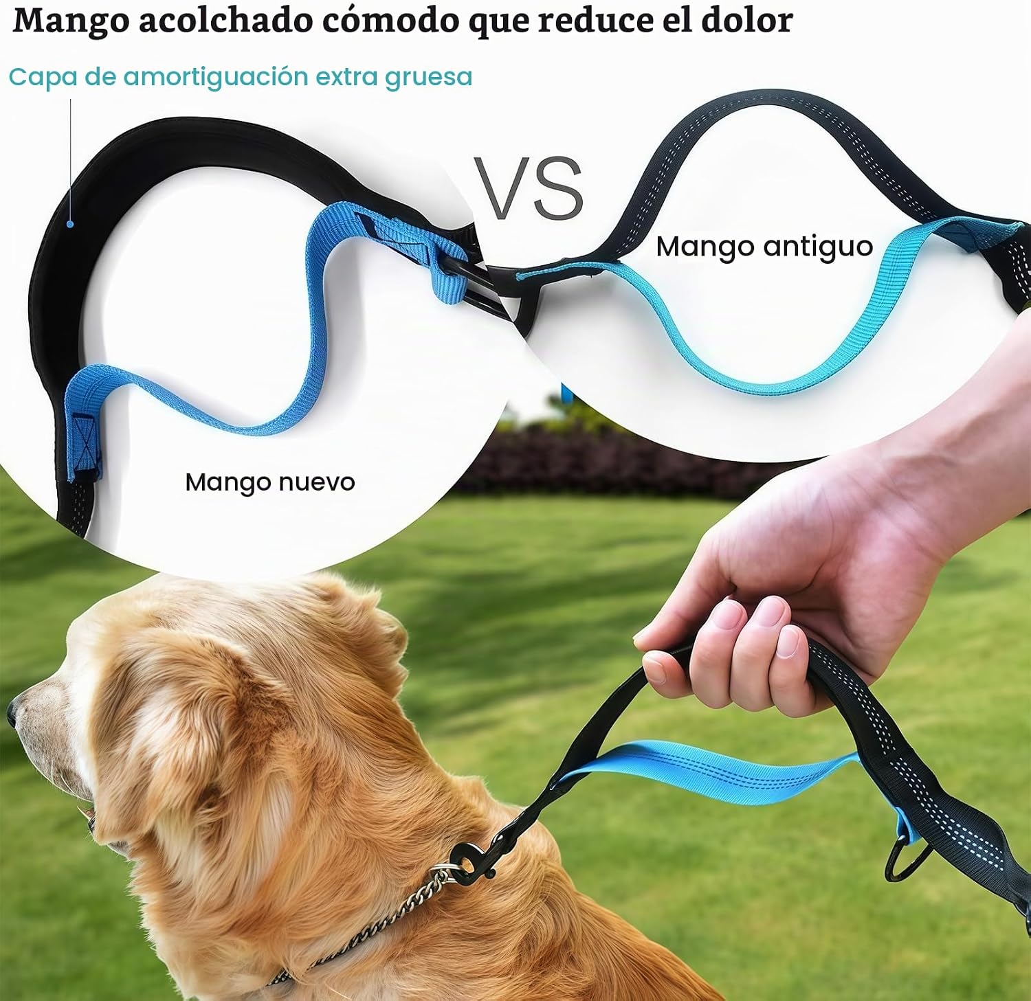 CORREA PARA PERRO MANOS LIBRES UPPETLY SMALL PARA PERROS DE 8 A 25 LB CON CINTURÓN AJUSTABLE Y COSTURAS REFLECTANTES - 3