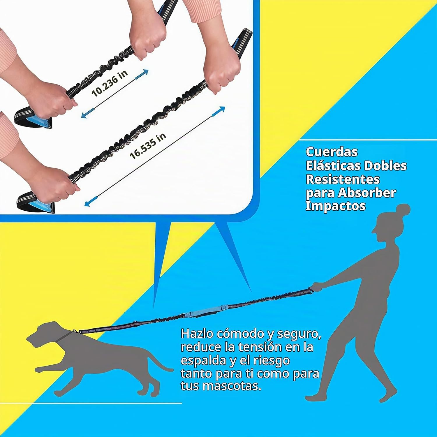 CORREA PARA PERRO MANOS LIBRES UPPETLY SMALL PARA PERROS DE 8 A 25 LB CON CINTURÓN AJUSTABLE Y COSTURAS REFLECTANTES - 4