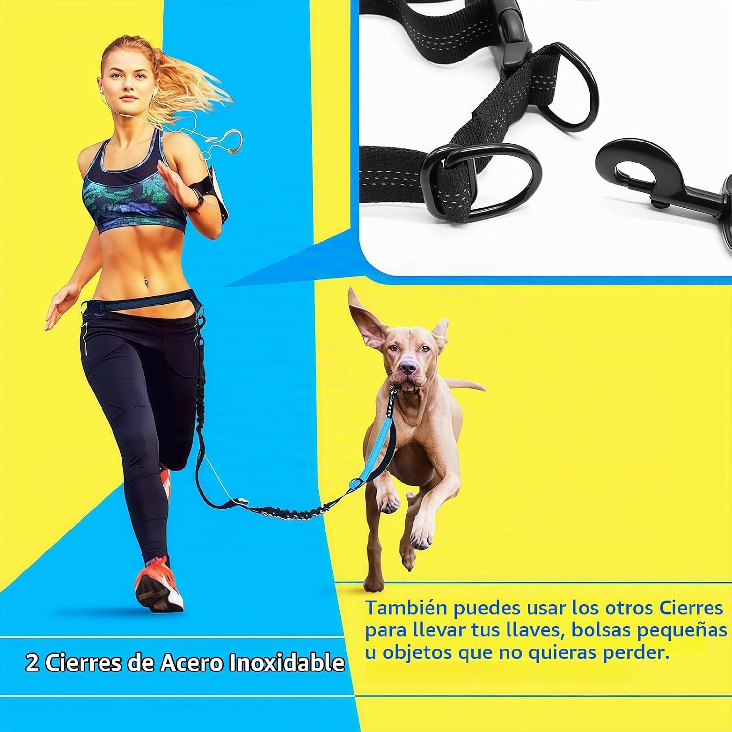 CORREA PARA PERRO MANOS LIBRES UPPETLY SMALL PARA PERROS DE 8 A 25 LB CON CINTURÓN AJUSTABLE Y COSTURAS REFLECTANTES - 5