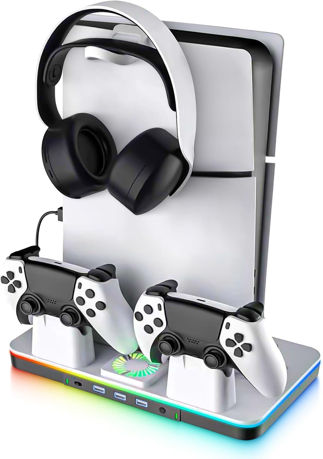 ESTACIÓN DE CARGA Y ENFRIAMIENTO G-STORY PARA PS5/PRO/SLIM CON CARGADOR DUAL DE CONTROLES Y VENTILADOR RGB - 1