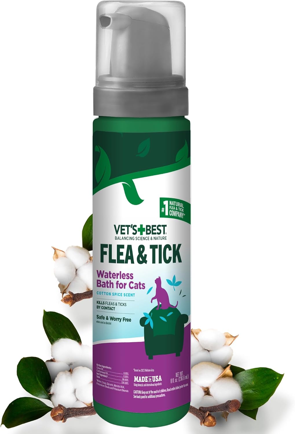BAÑO SIN AGUA PARA GATOS VET'S BEST 8 OZ - 1