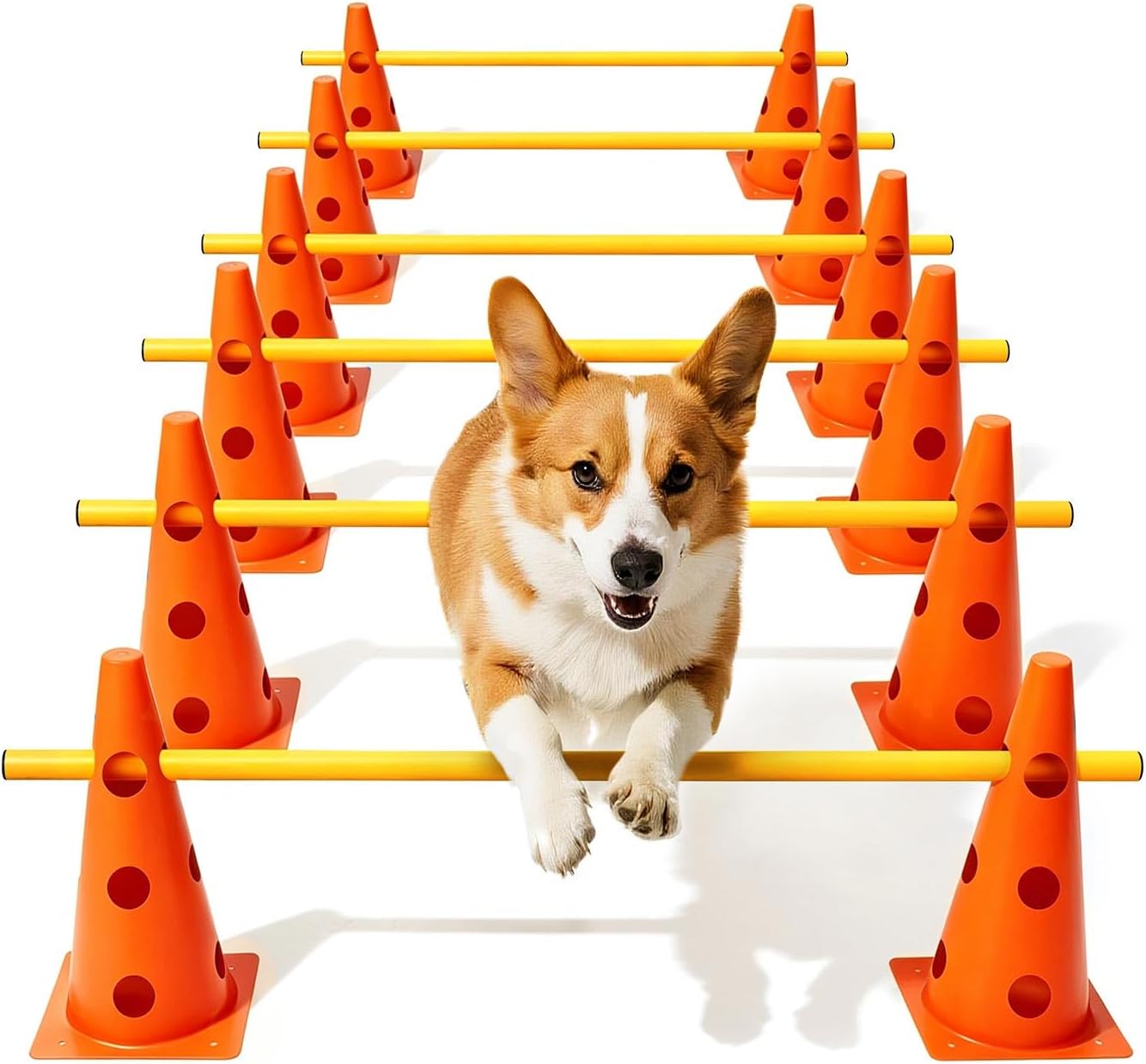 SET DE AGILIDAD PARA PERROS LUPAR CON 12 CONOS Y 6 BARRAS AJUSTABLES NARANJA - 1