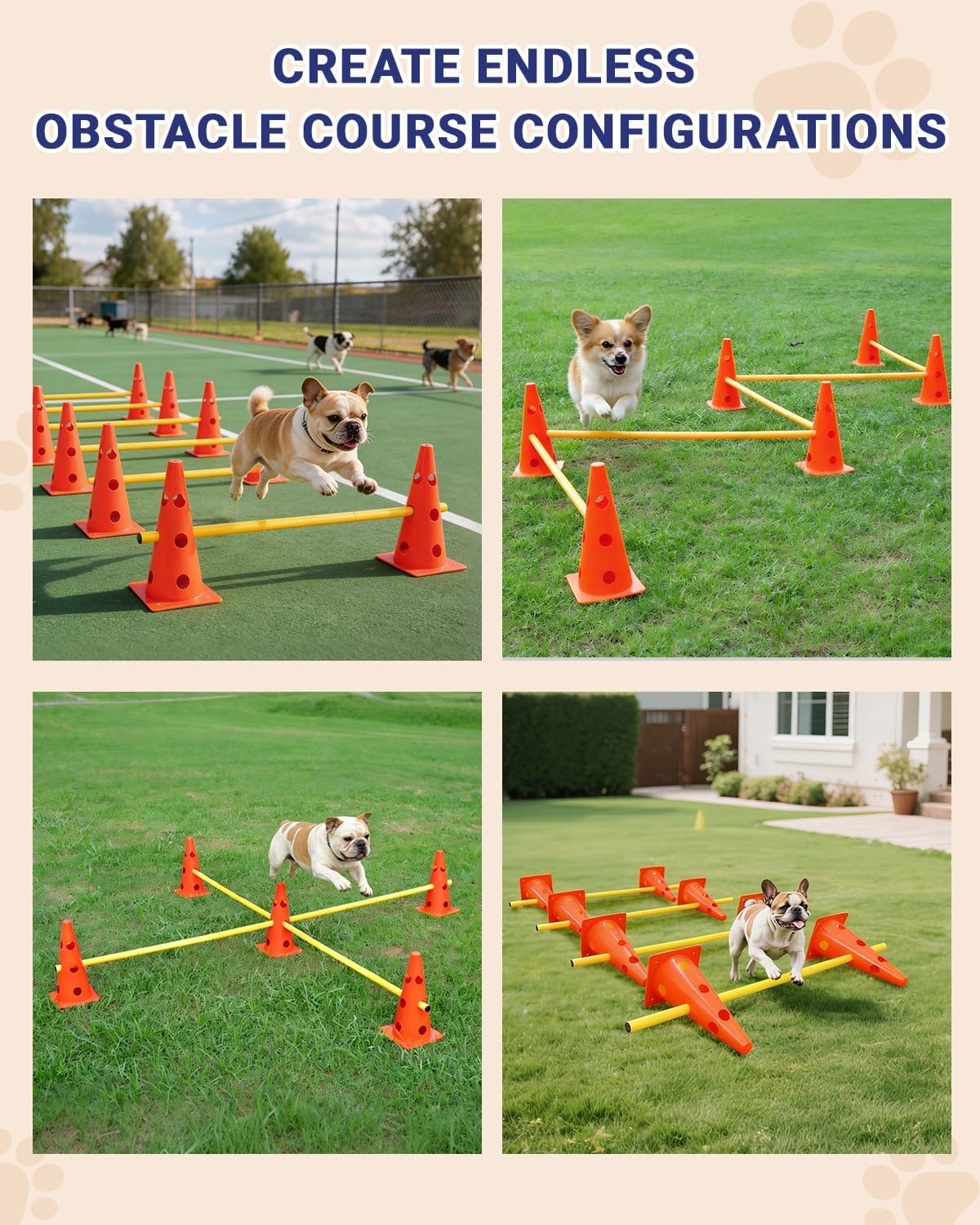 SET DE AGILIDAD PARA PERROS LUPAR CON 12 CONOS Y 6 BARRAS AJUSTABLES NARANJA - 5
