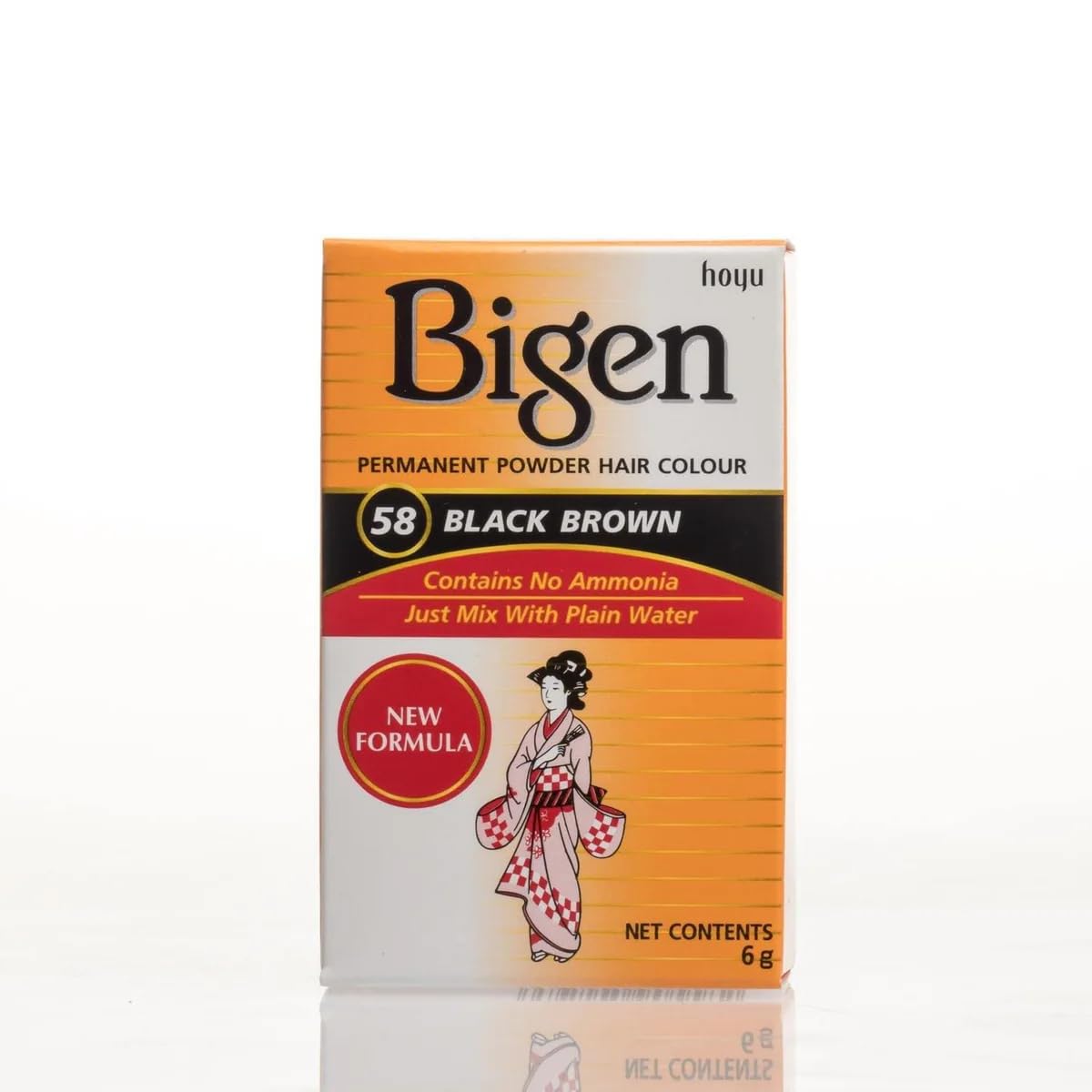 TINTE EN POLVO PERMANENTE PARA CABELLO BIGEN 58 NEGRO MARRÓN PACK 4 UNIDADES - 1