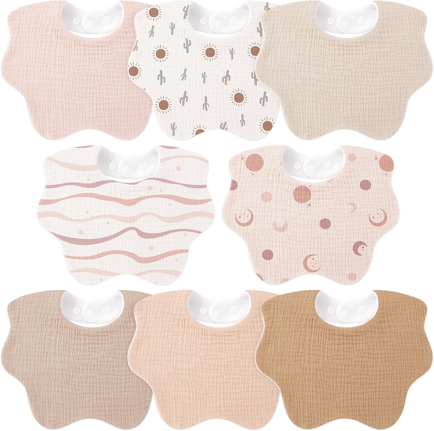 BABEROS PARA BEBÉ BEARMOSS MUSELINA ALGODÓN 8 UNIDADES COLOR FLEUR - 1