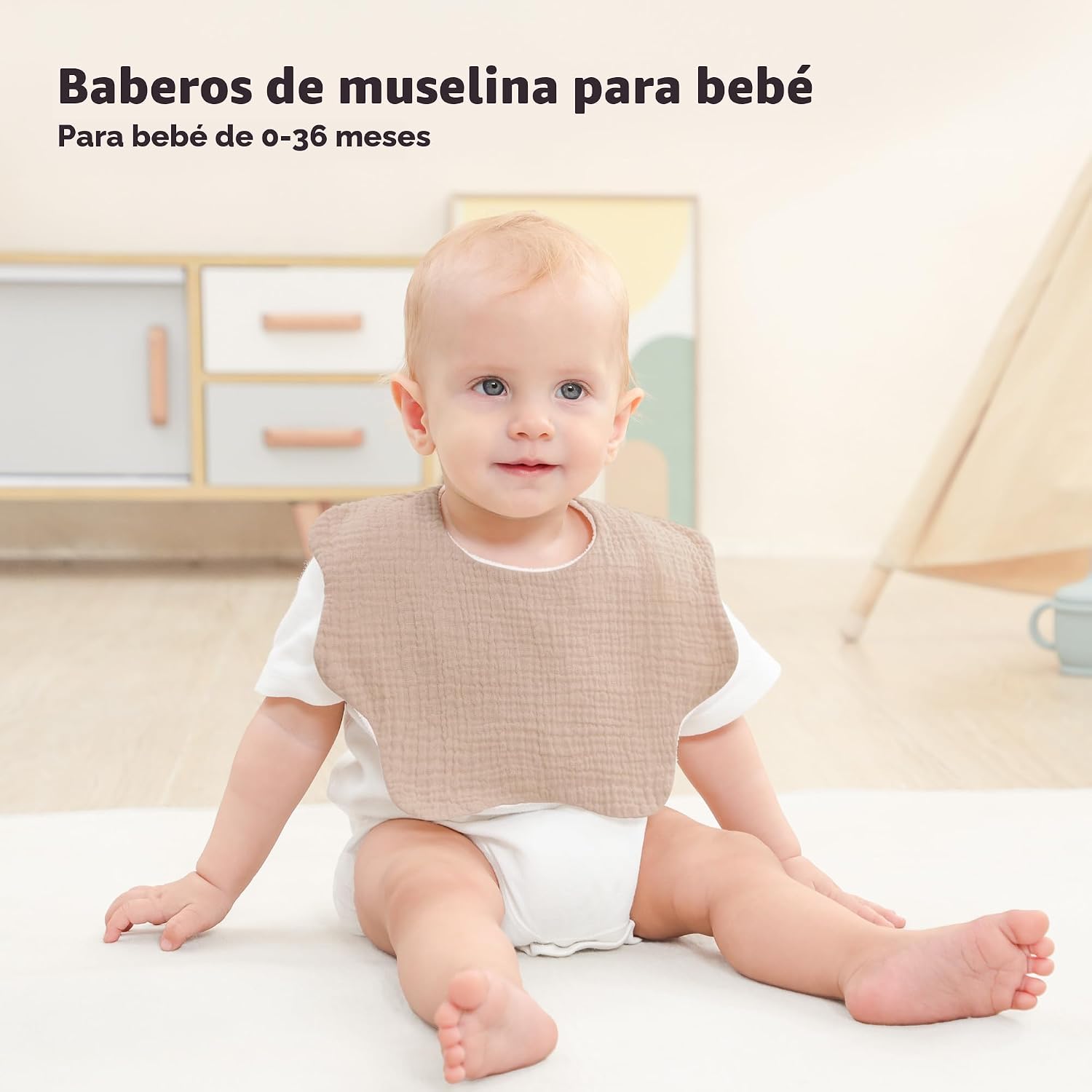 BABEROS PARA BEBÉ BEARMOSS MUSELINA ALGODÓN 8 UNIDADES COLOR FLEUR - 2