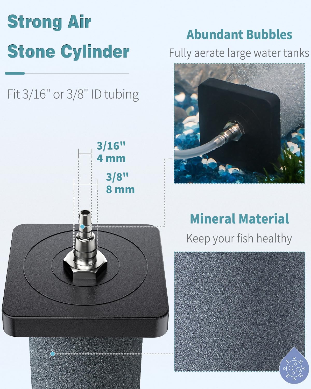 PIEDRA DE AIRE PARA ACUARIO PAWFLY 12 PULGADAS CILINDRO PARA OXIGENACIÓN - 5