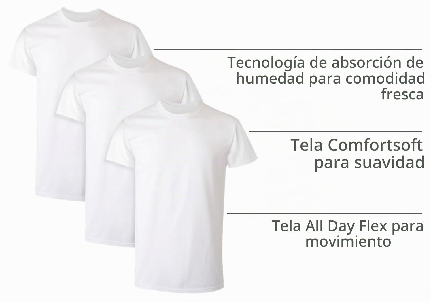CAMISETAS INTERIORES PARA HOMBRE HANES 3 UNIDADES BLANCO - 4