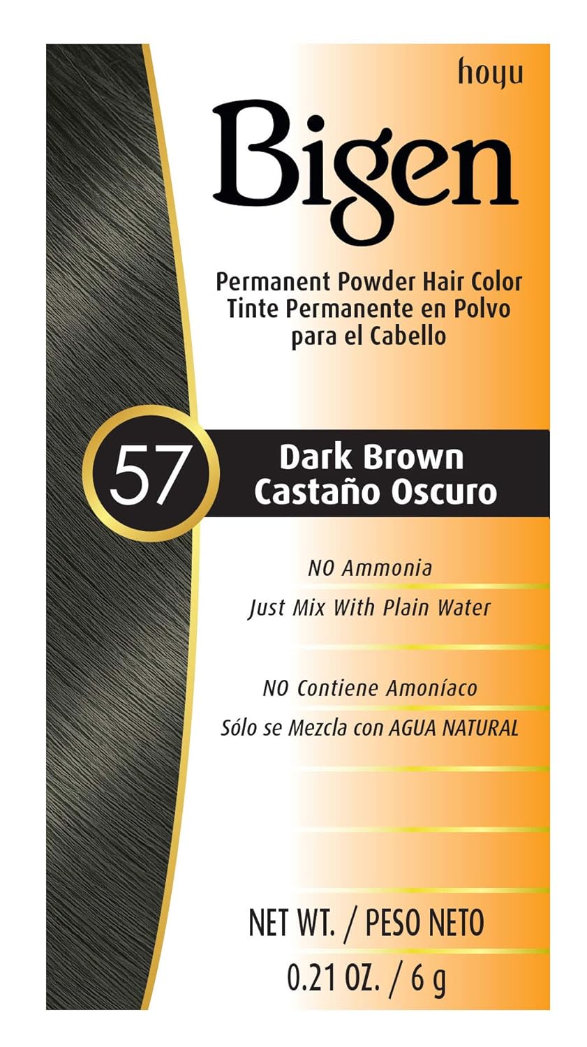 TINTURA EN POLVO PERMANENTE BIGEN 57 MARRÓN OSCURO 12 UNIDADES - 1