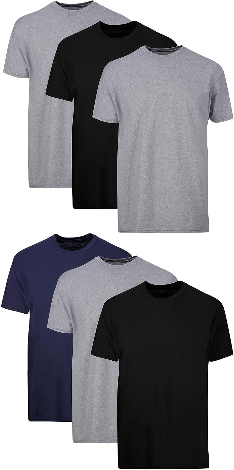 CAMISETAS INTERIORES PARA HOMBRE HANES 6 UNIDADES NEGRO GRIS AZUL SURTIDO - 1
