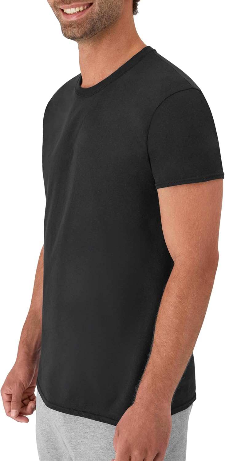 CAMISETAS INTERIORES PARA HOMBRE HANES 6 UNIDADES NEGRO GRIS AZUL SURTIDO - 3