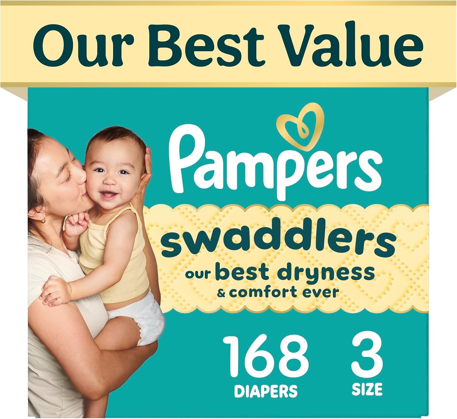 PAÑALES PAMPERS SWADDLERS TALLA 3 (13-26 LBS) 168 UNIDADES - 1