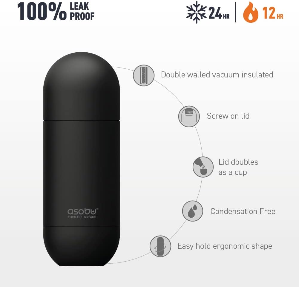 TERMO ASOBU ORB ACERO INOXIDABLE DOBLE PARED 420 ML AZUL - 5