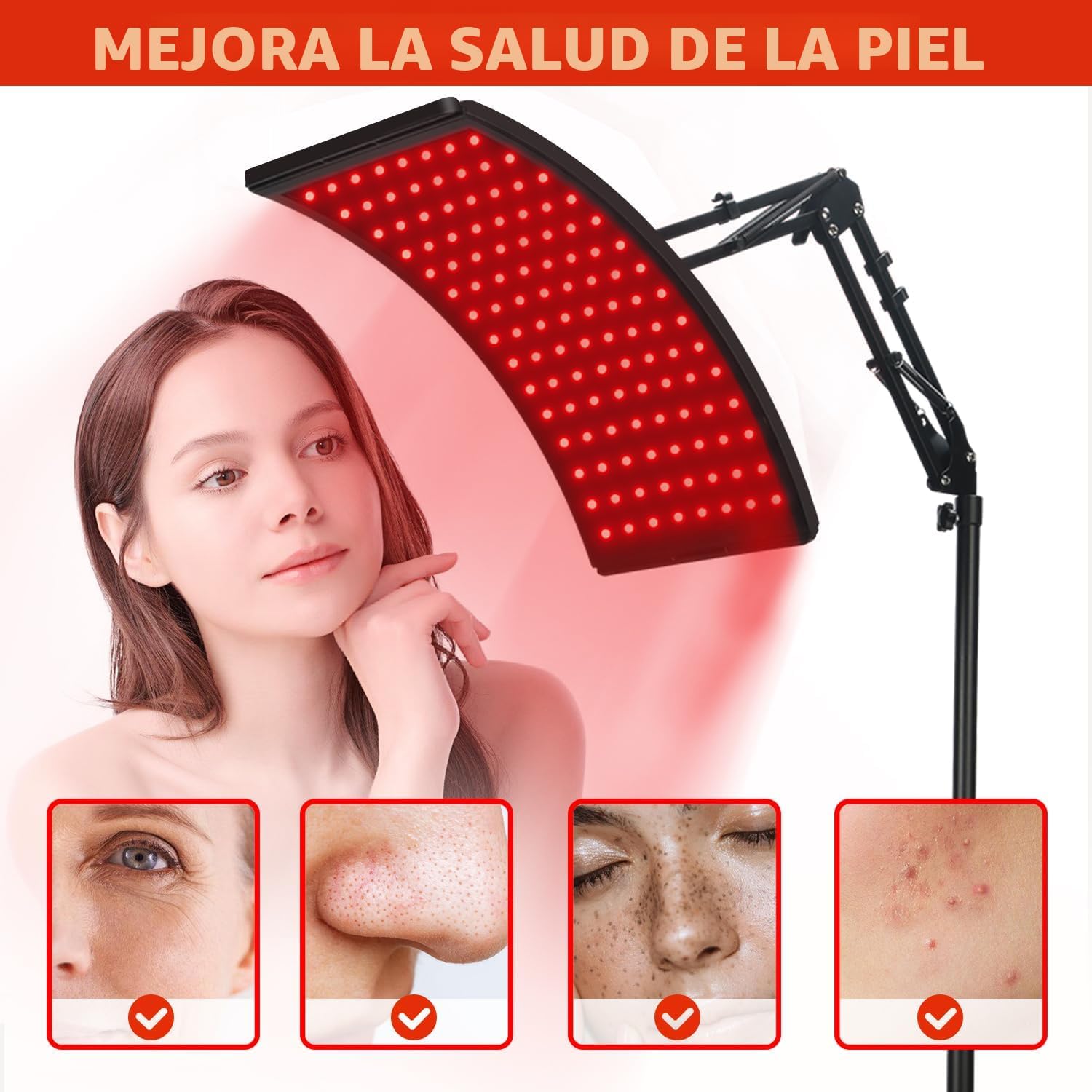 LÁMPARA DE TERAPIA DE LUZ ROJA VICONOR 660NM Y 850NM INFRARROJA PARA CARA Y CUERPO CON SOPORTE - 2