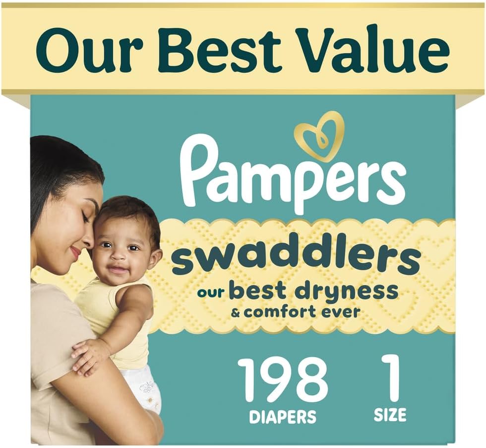 PAÑALES PAMPERS SWADDLERS TALLA 1 (8-14 LBS) 198 UNIDADES - 1
