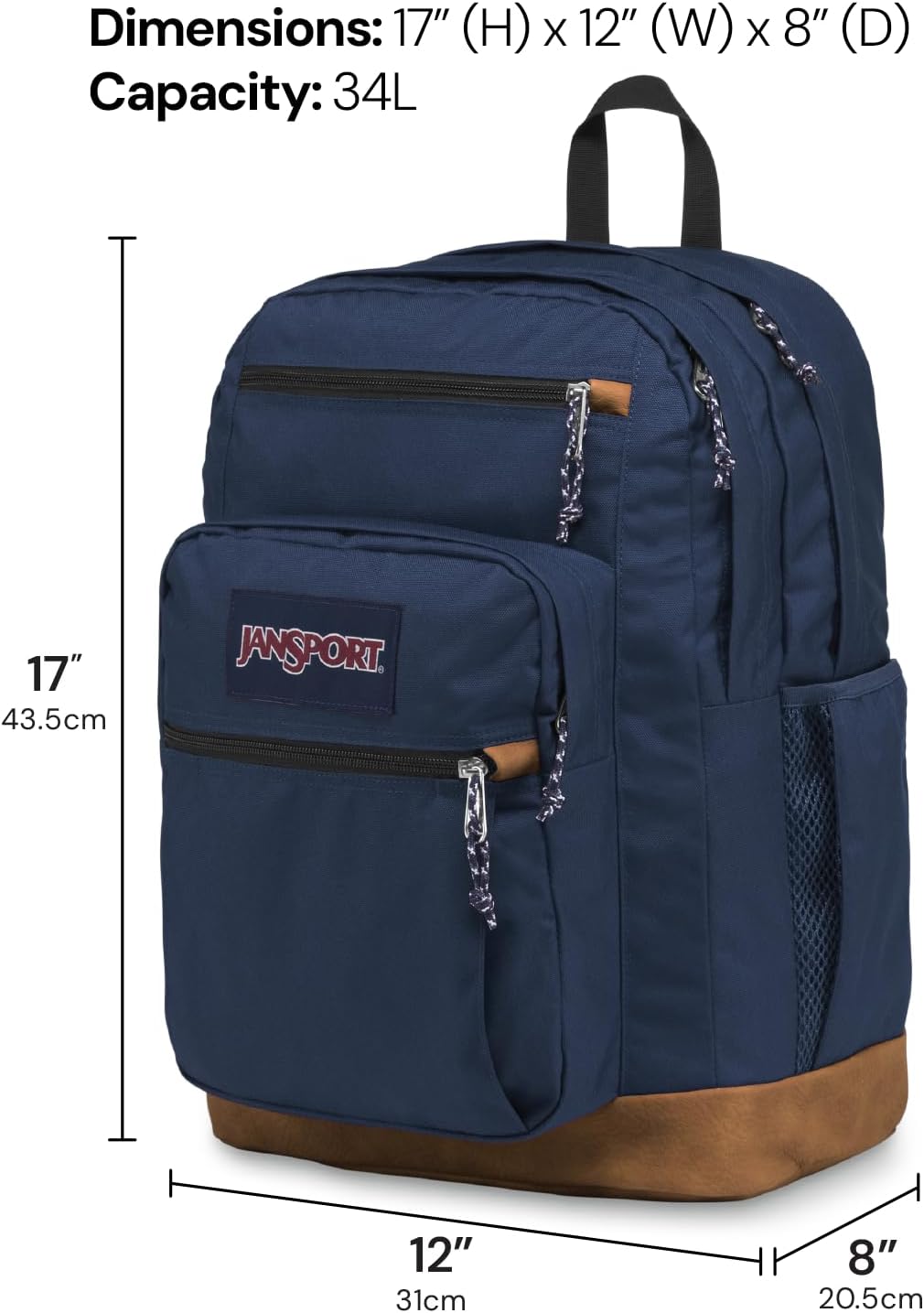 MOCHILA JANSPORT COOL STUDENT CON COMPARTIMENTO PARA LAPTOP 15 PULGADAS AZUL MARINO - 2