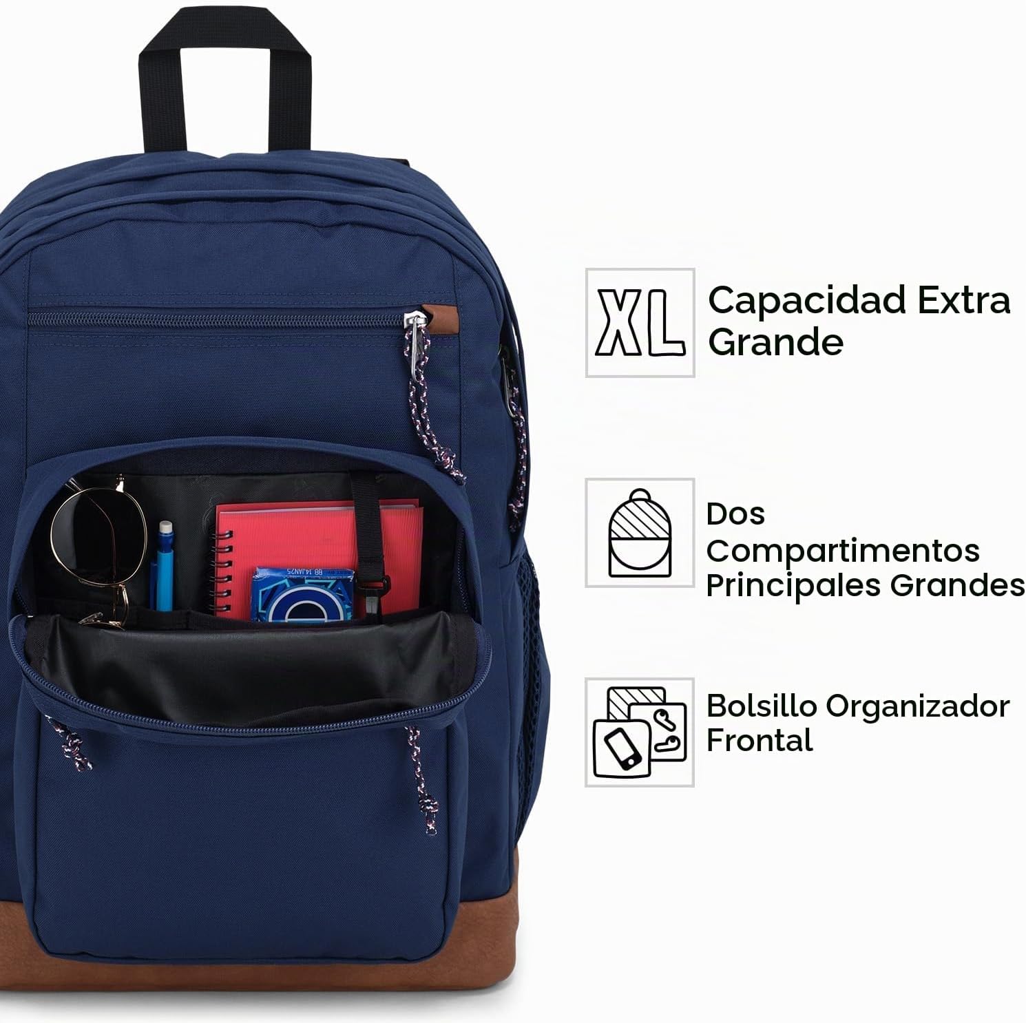 MOCHILA JANSPORT COOL STUDENT CON COMPARTIMENTO PARA LAPTOP 15 PULGADAS AZUL MARINO - 4