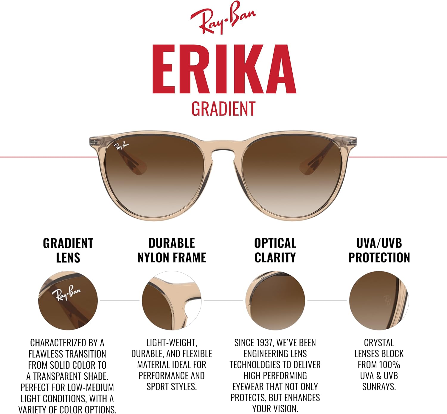 LENTES DE SOL RAY-BAN RB4171 ERIKA REDONDOS AZUL - 4