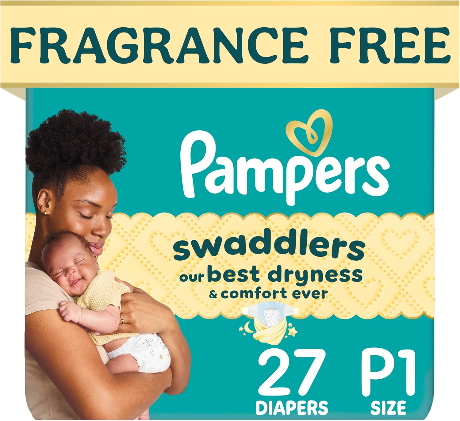 PAÑALES PAMPERS SWADDLERS RECIÉN NACIDO TALLA P1 27 UNIDADES - 1