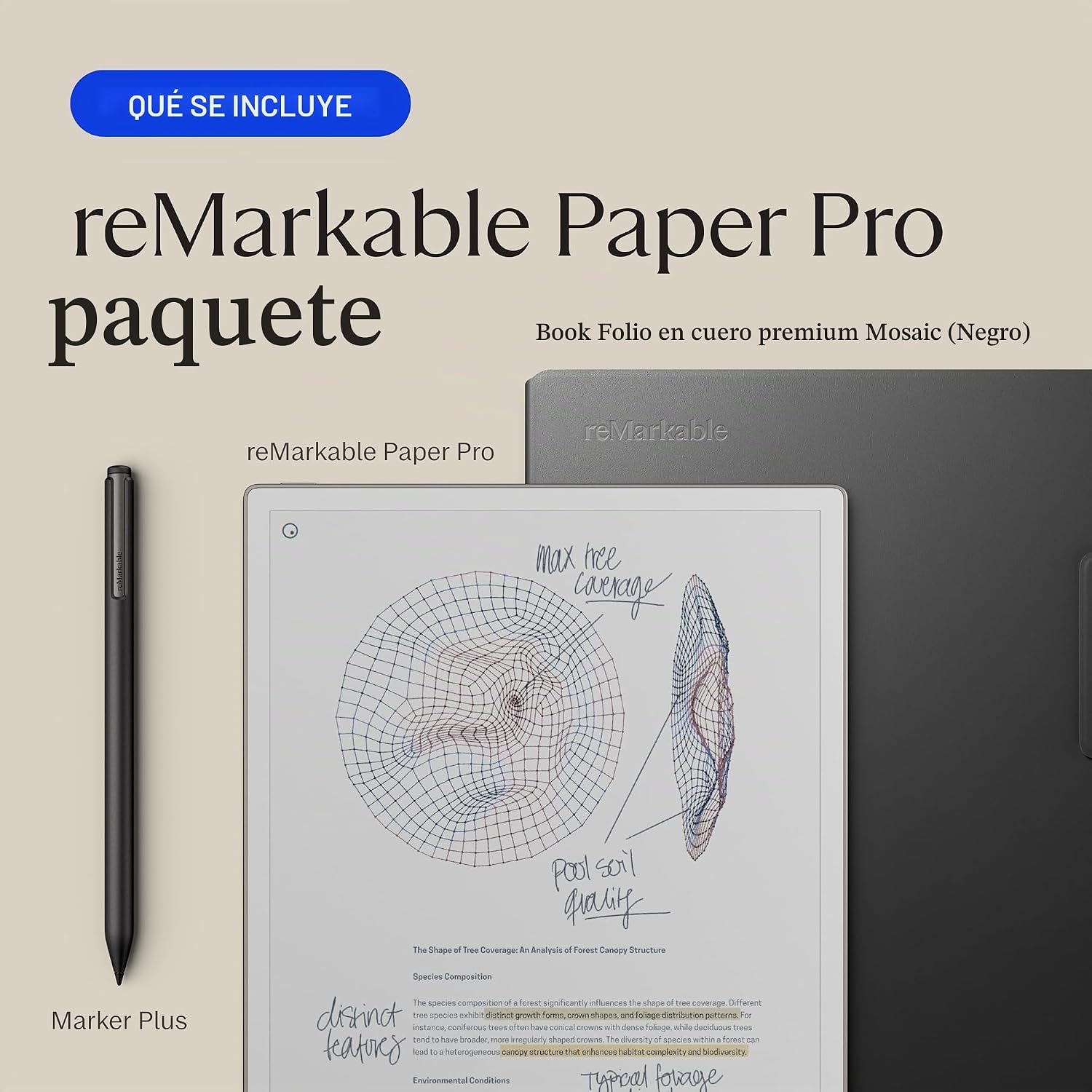 TABLET REMARKABLE PAPER PRO 11.8' CON MARKER PLUS Y FUNDA BOOK FOLIO NEGRA - 2