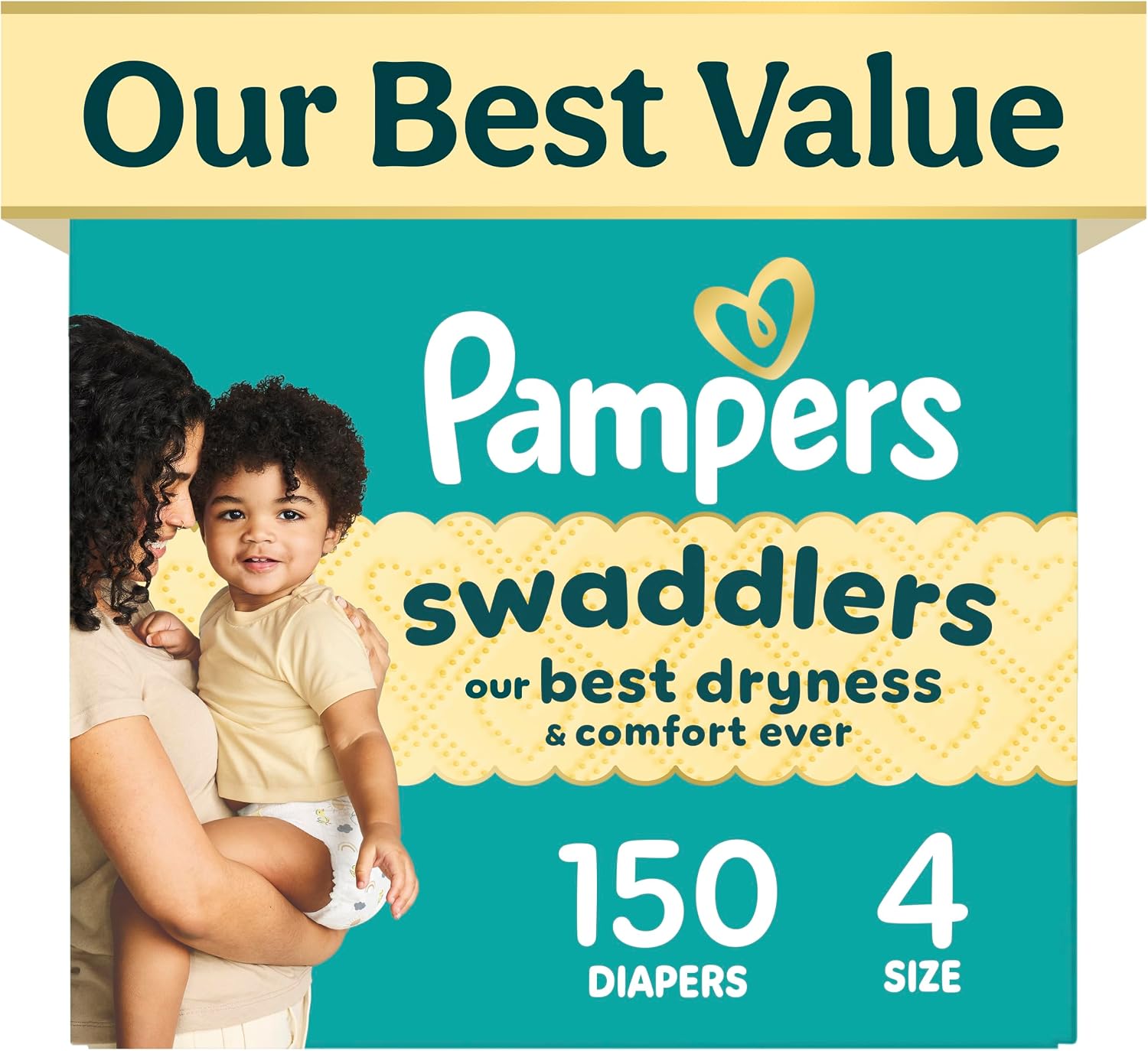 PAÑALES PAMPERS SWADDLERS TALLA 4 (15-34 LBS) 150 UNIDADES - 1
