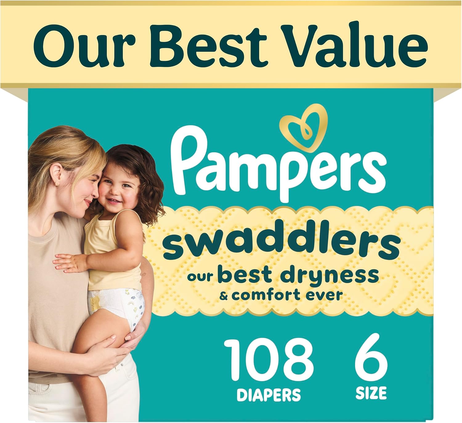 PAÑALES PAMPERS SWADDLERS TALLA 6 (23-44 LBS) 108 UNIDADES - 1