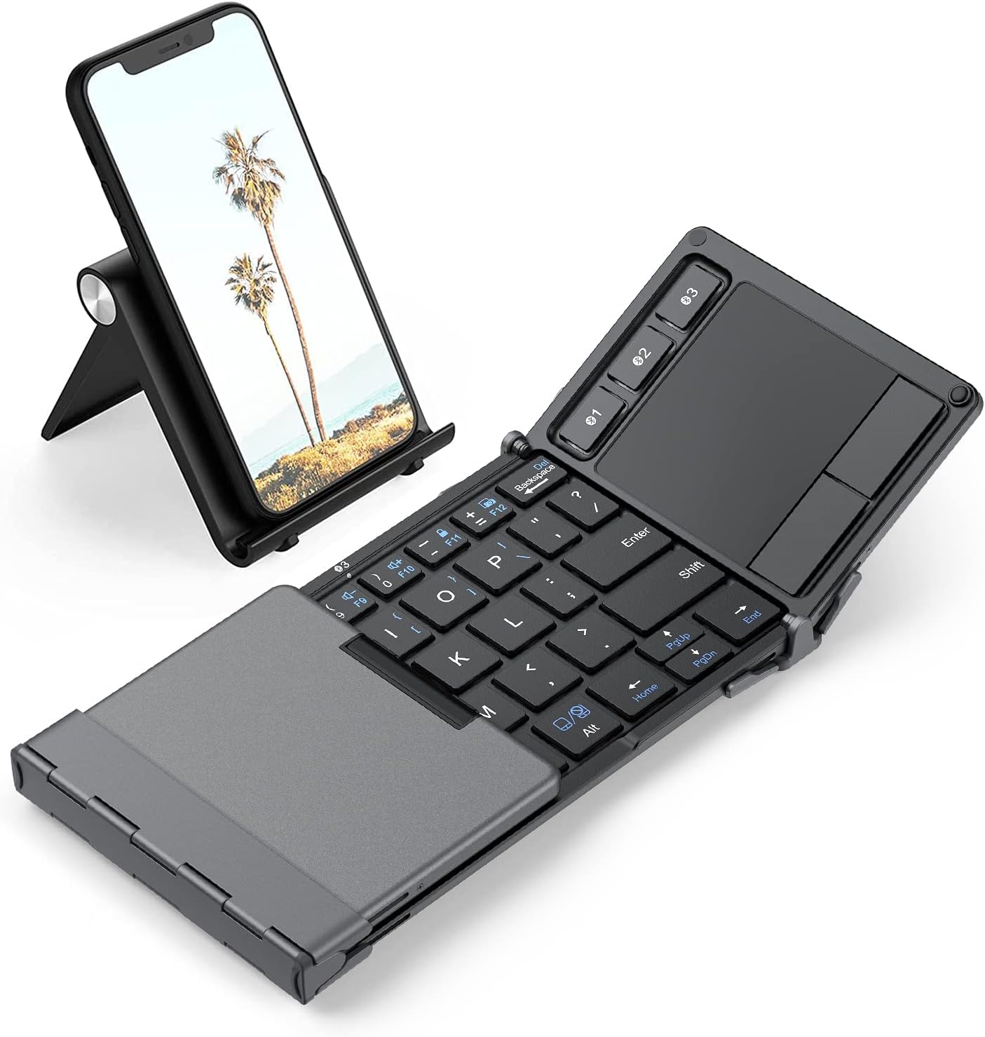 TECLADO ICLEVER BK08 PLEGABLE CON TOUCHPAD GRIS - 1