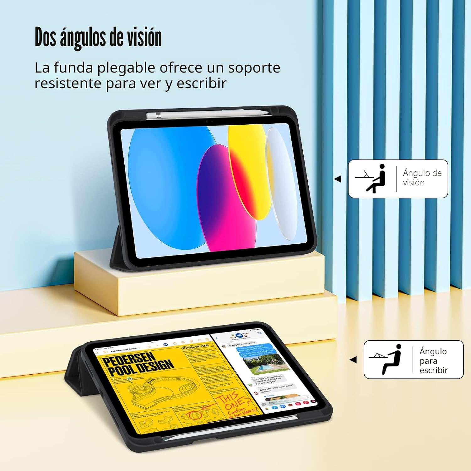 CASE PROCASE PARA IPAD A16 11.ª/10.ª GENERACIÓN CON SOPORTE PARA LÁPIZ NEGRO - 4