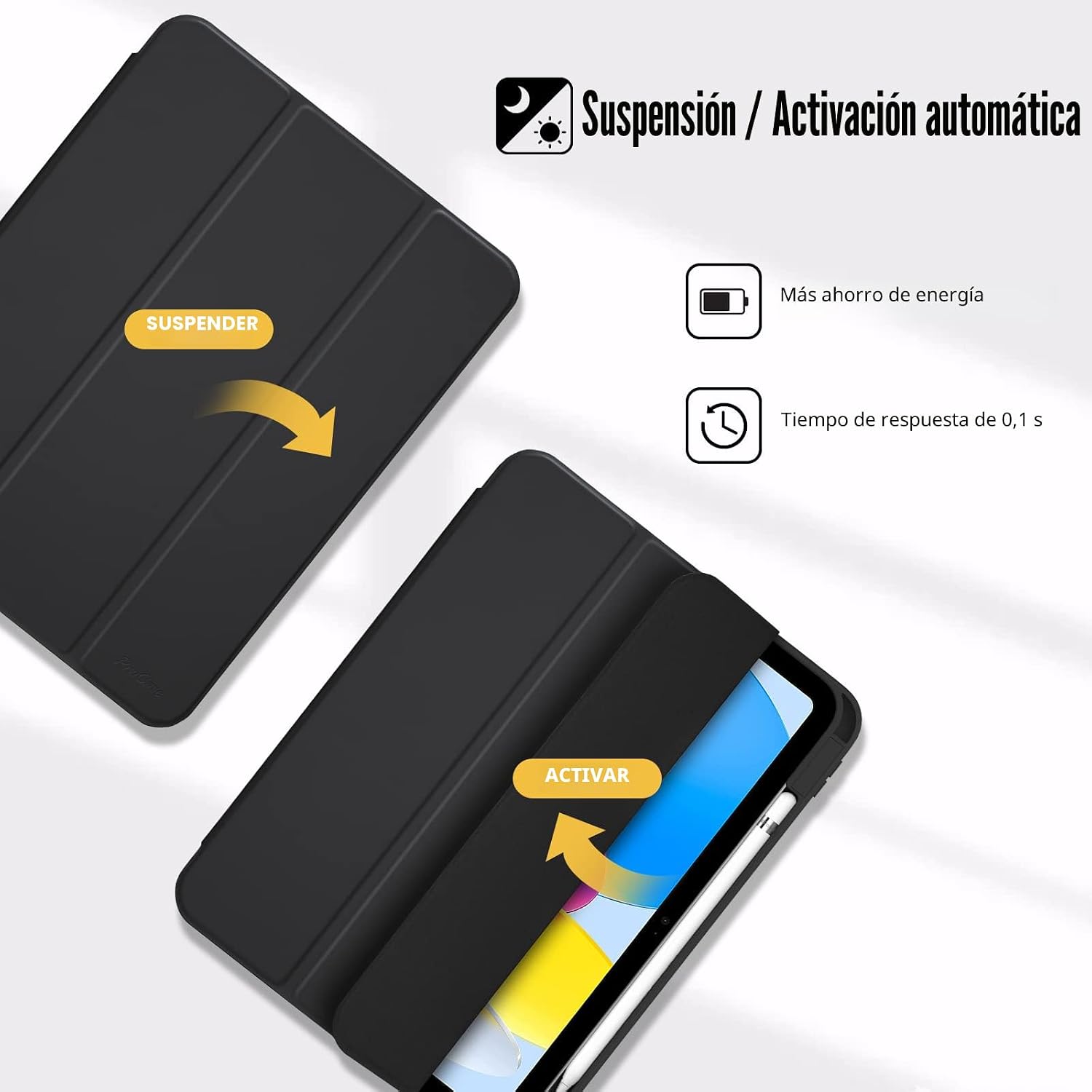 CASE PROCASE PARA IPAD A16 11.ª/10.ª GENERACIÓN CON SOPORTE PARA LÁPIZ NEGRO - 5