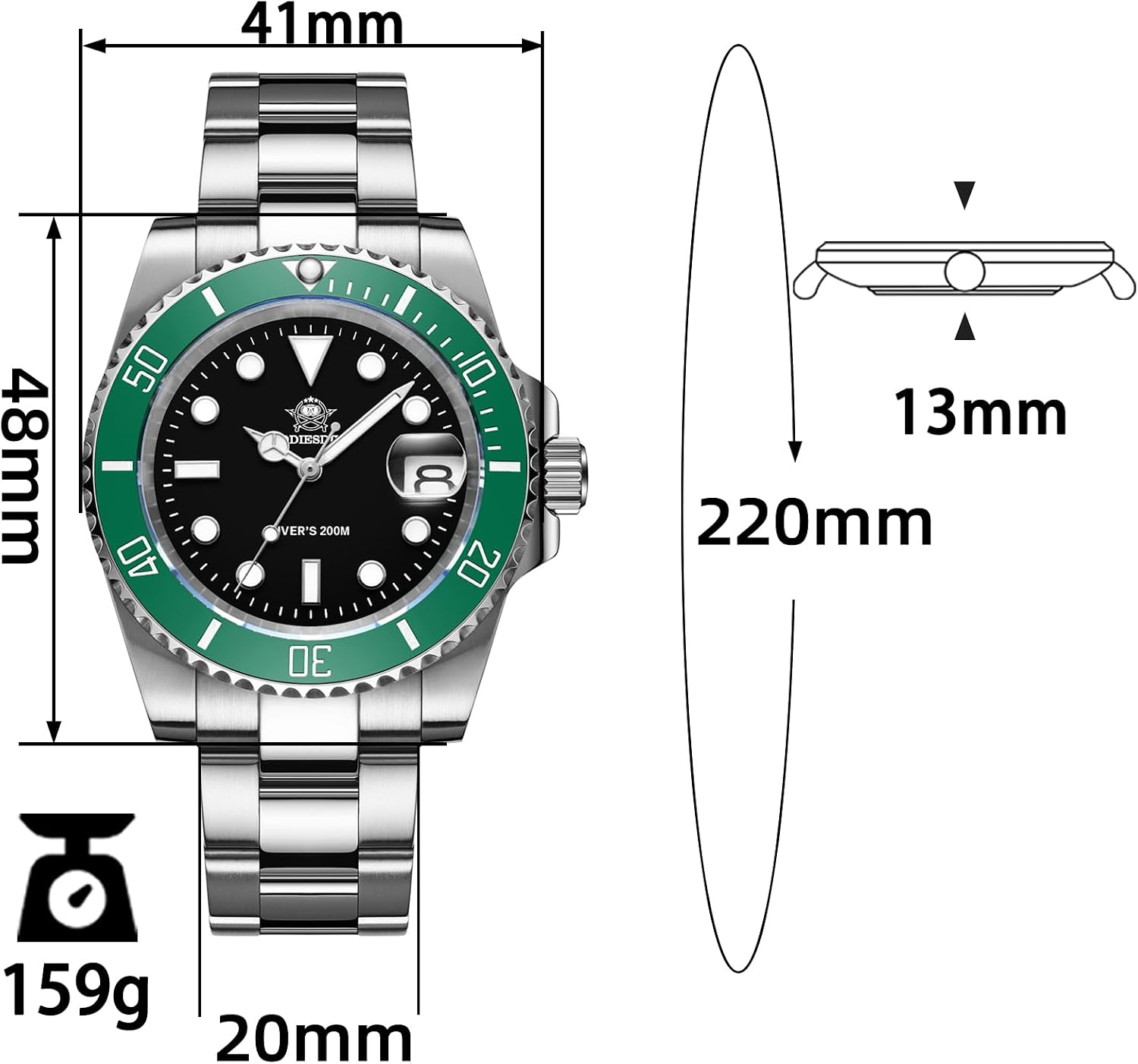 RELOJ DE PULSERA ADDIESDIVE 41 MM MOVIMIENTO DE CUARZO RESISTENCIA 200 M - 4