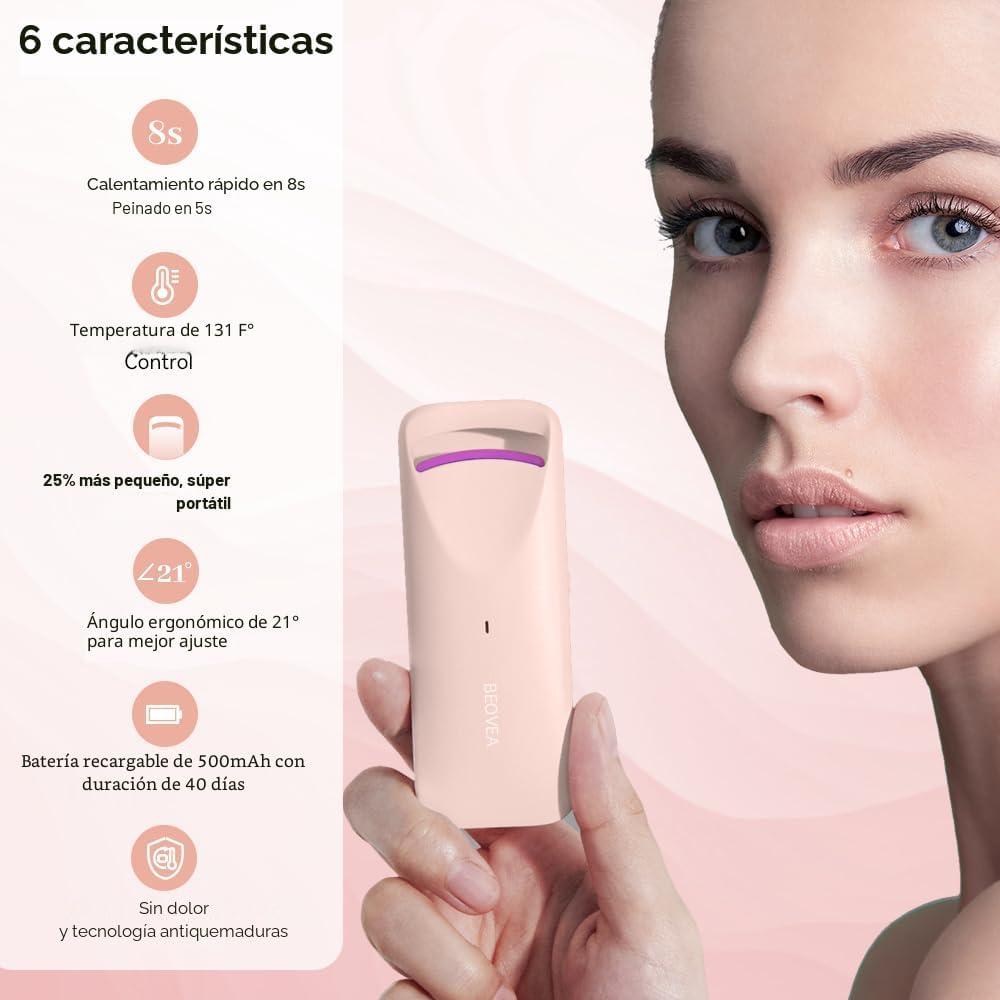 RIZADOR DE PESTAÑAS ELÉCTRICO BEOVEA CON CALOR, RECARGABLE USB-C - 2