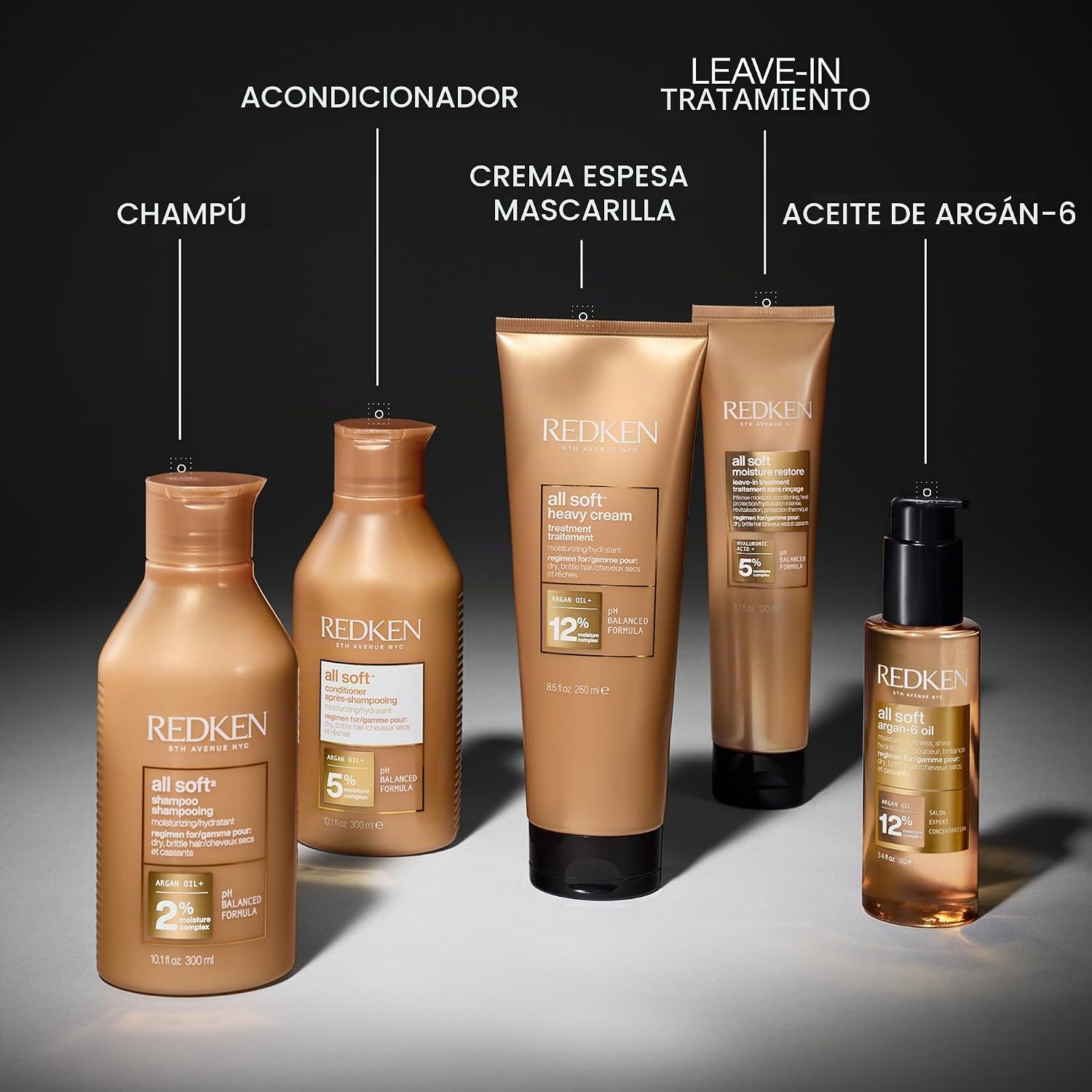 SHAMPOO REDKEN ALL SOFT PARA CABELLO SECO Y DAÑADO CON ACEITE DE ARGÁN - 5