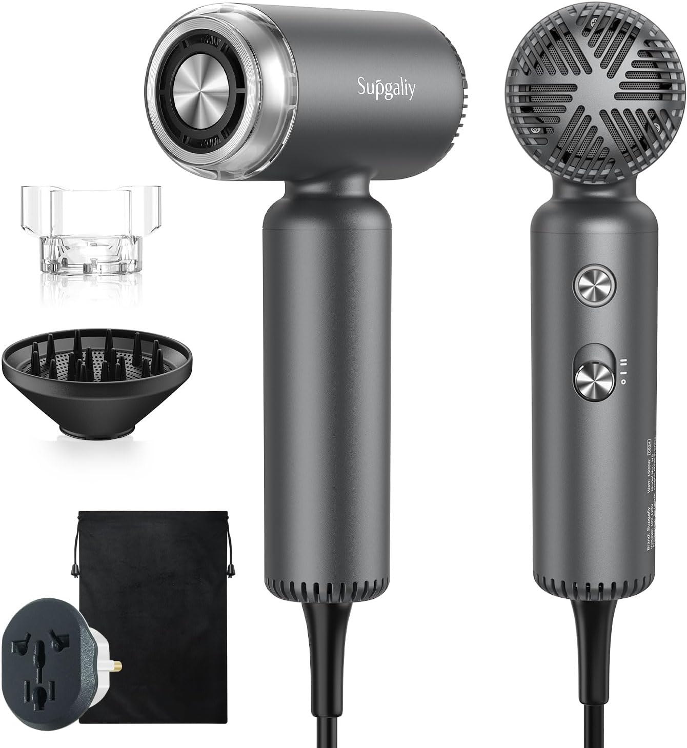 SECADORA DE CABELLO SUPGALIY DUAL VOLTAGE 1500W CON DIFUSOR MAGNÉTICO - 1