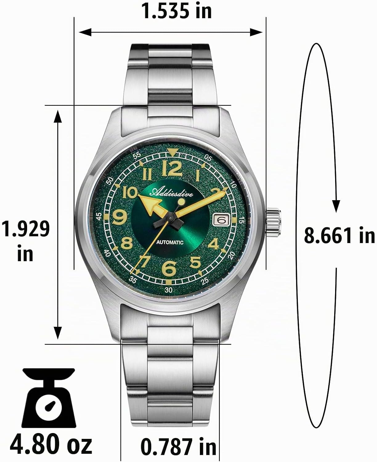 RELOJ ADDIESDIVE AUTOMÁTICO ACERO INOXIDABLE BUZO 200M ESFERA NEGRA - 2