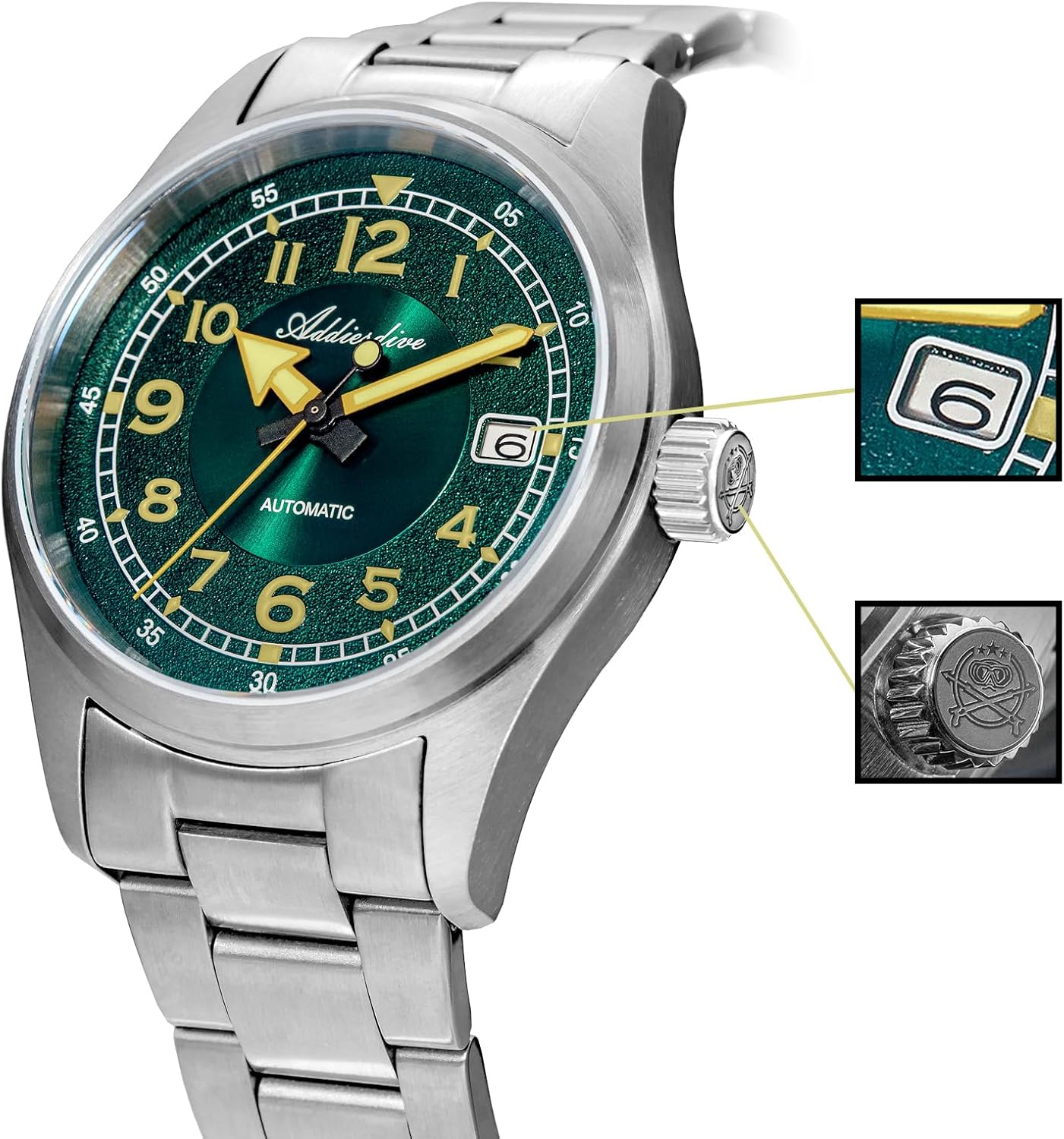 RELOJ ADDIESDIVE AUTOMÁTICO ACERO INOXIDABLE BUZO 200M ESFERA NEGRA - 4