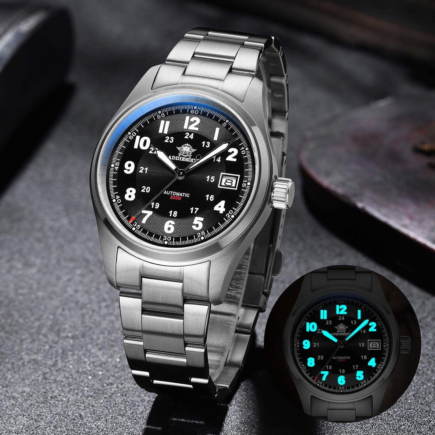 RELOJ ADDIESDIVE AUTOMÁTICO ACERO INOXIDABLE BUZO 200M ESFERA NEGRA - 4