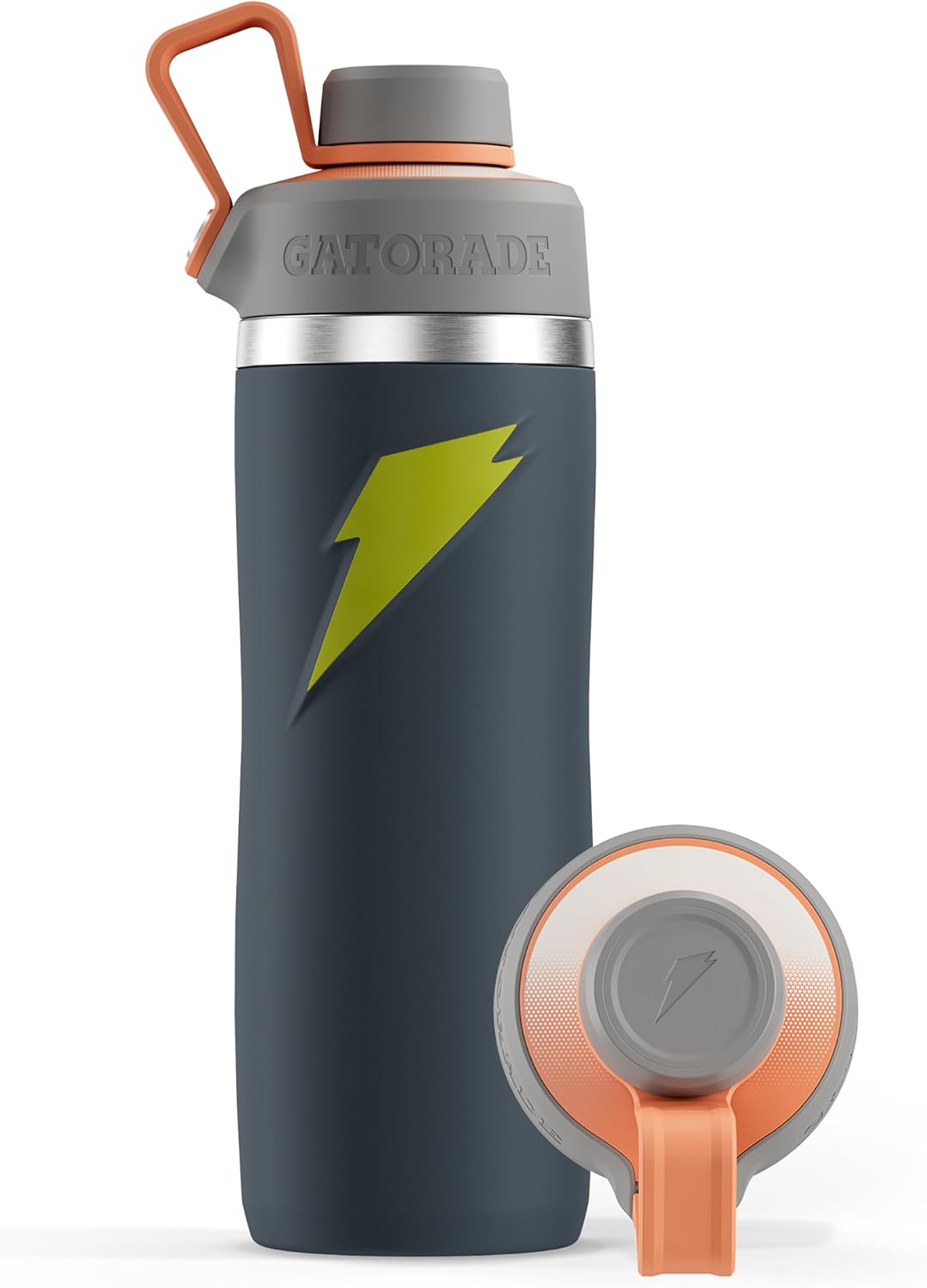 BOTELLA GATORADE OVERTIME ACERO INOXIDABLE 22OZ GRIS Y AMARILLO NEÓN - 1