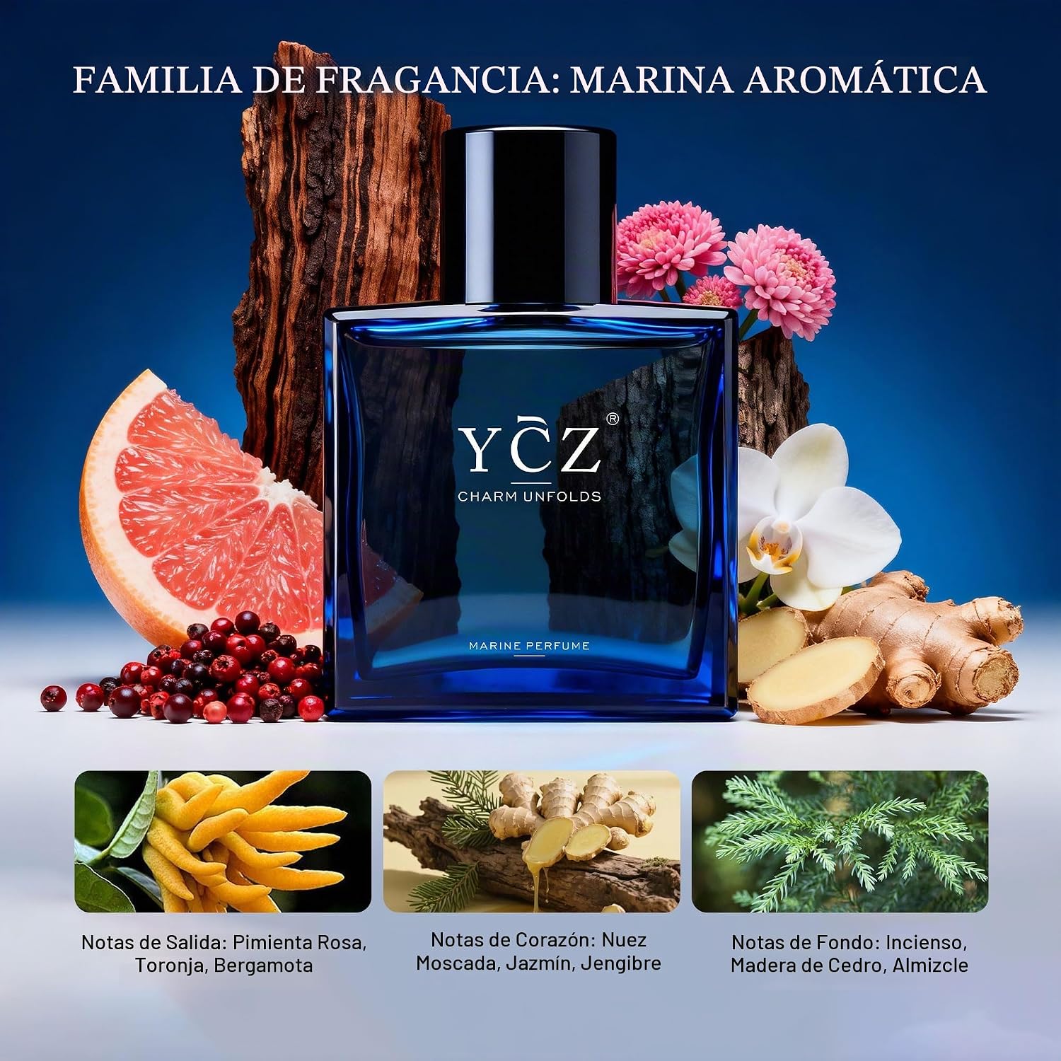 PERFUME YCZ MIDNIGHT MARINE EAU DE PARFUM PARA HOMBRE 1.7 FL OZ PACK X2 - 3