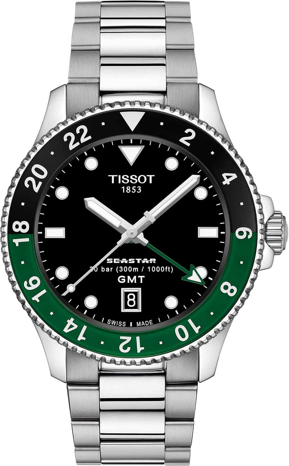 RELOJ TISSOT SEASTAR 1000 SWISS QUARTZ GMT 40MM ESFERA NEGRA HOMBRE - 1