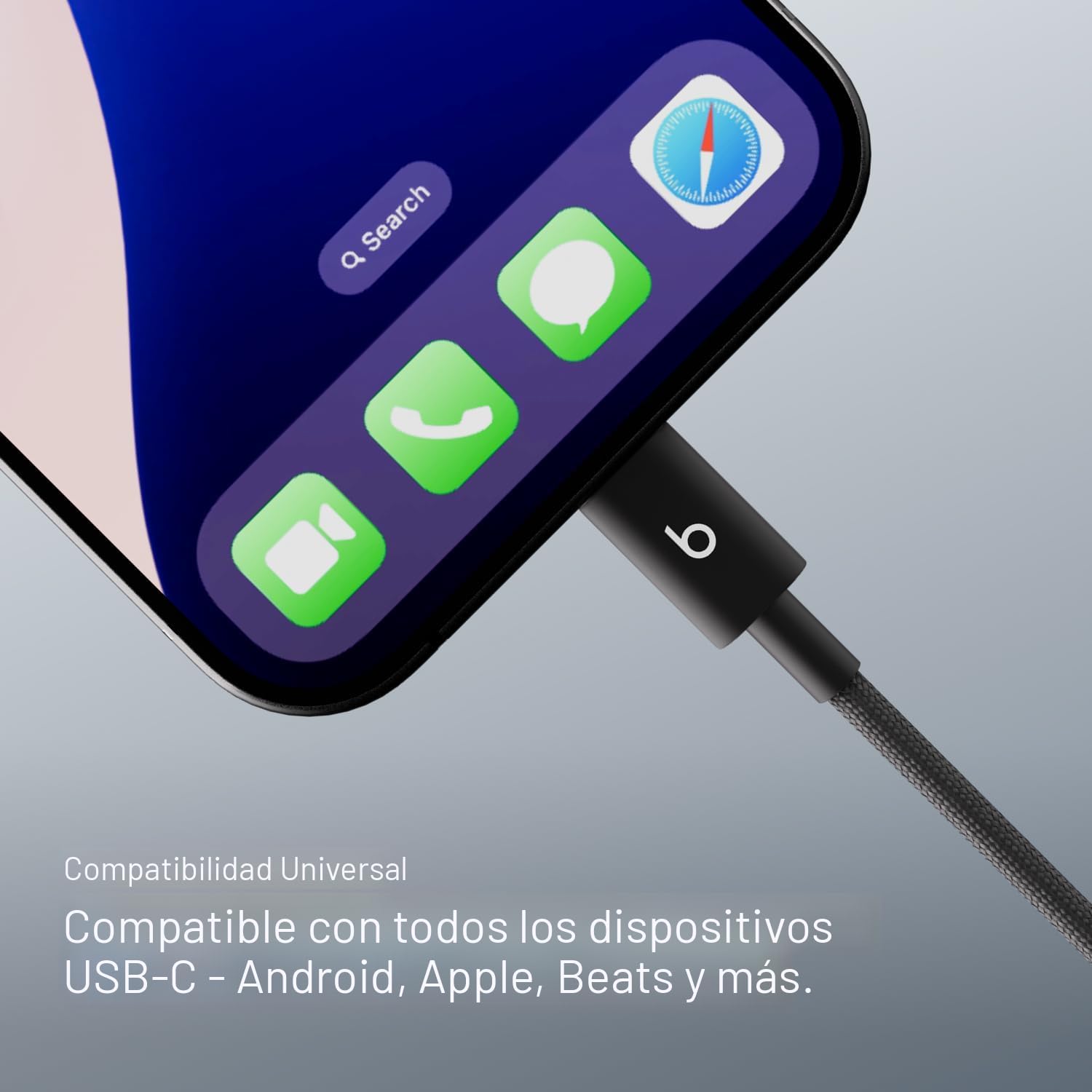 CABLE USB-C A USB-C BEATS TRENZADO 1.5 M NEGRO - 3